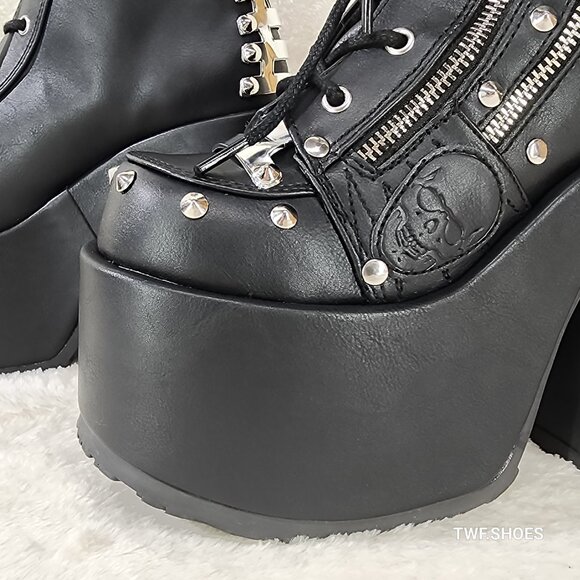 Camel Platform Block Heel Goth Ankle Boots - Picture 11 of 11